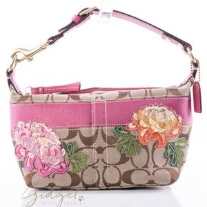 COACH Brown Signature Poppy Floral Applique "Rare"